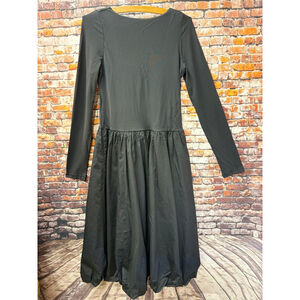 NEW Madewell Martina Bubble Hem Festival Dress Black Jersey Cotton Size 8